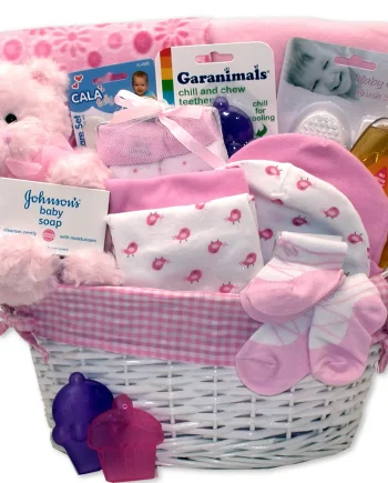 Pink bear baby bath set