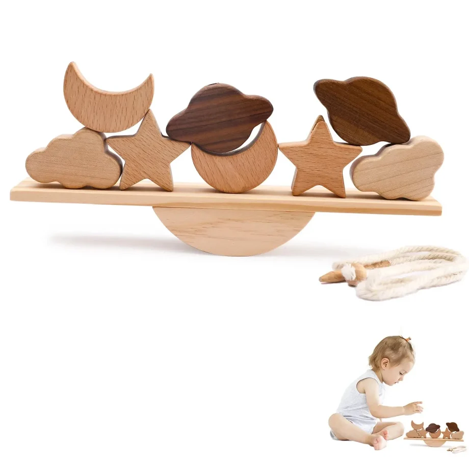 Montessori Wooden Toy Stacking & Threading