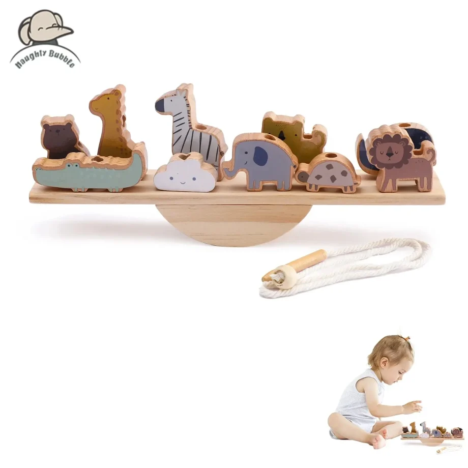 Montessori Wooden Toy Stacking & Threading