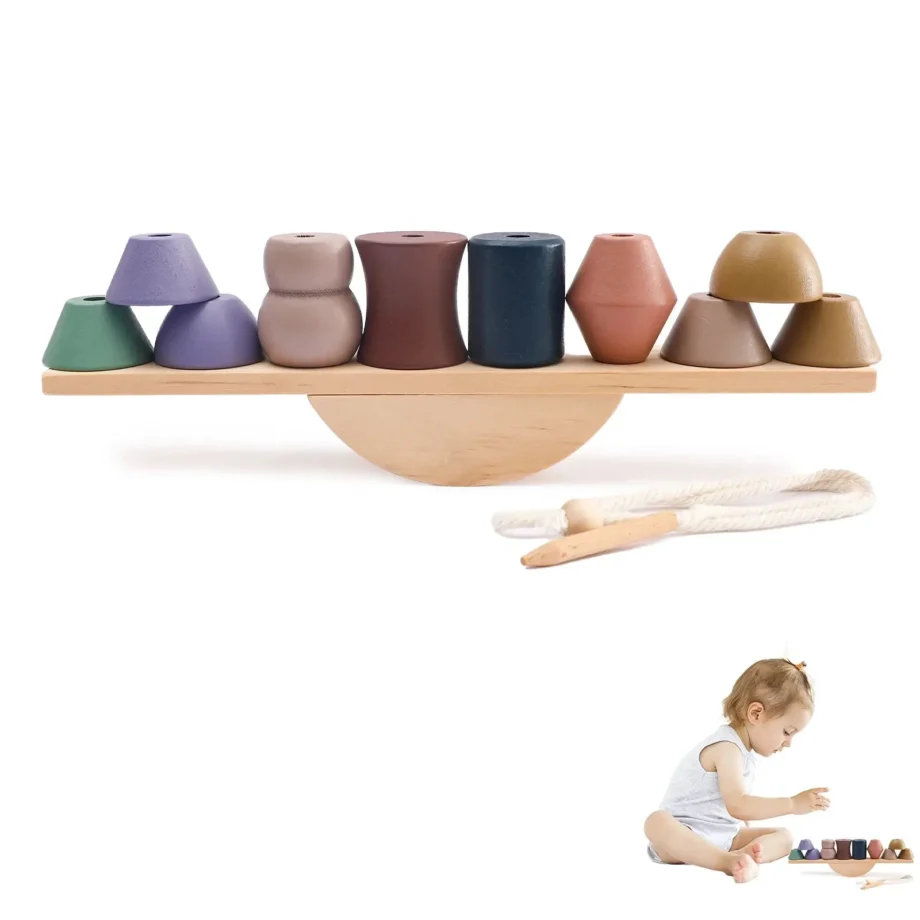 Montessori Wooden Toy Stacking & Threading